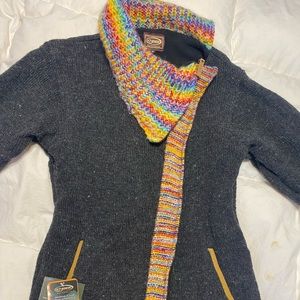 Kyber Wool Zip-up Coat A Symetrical ....Grey Multi coloured
